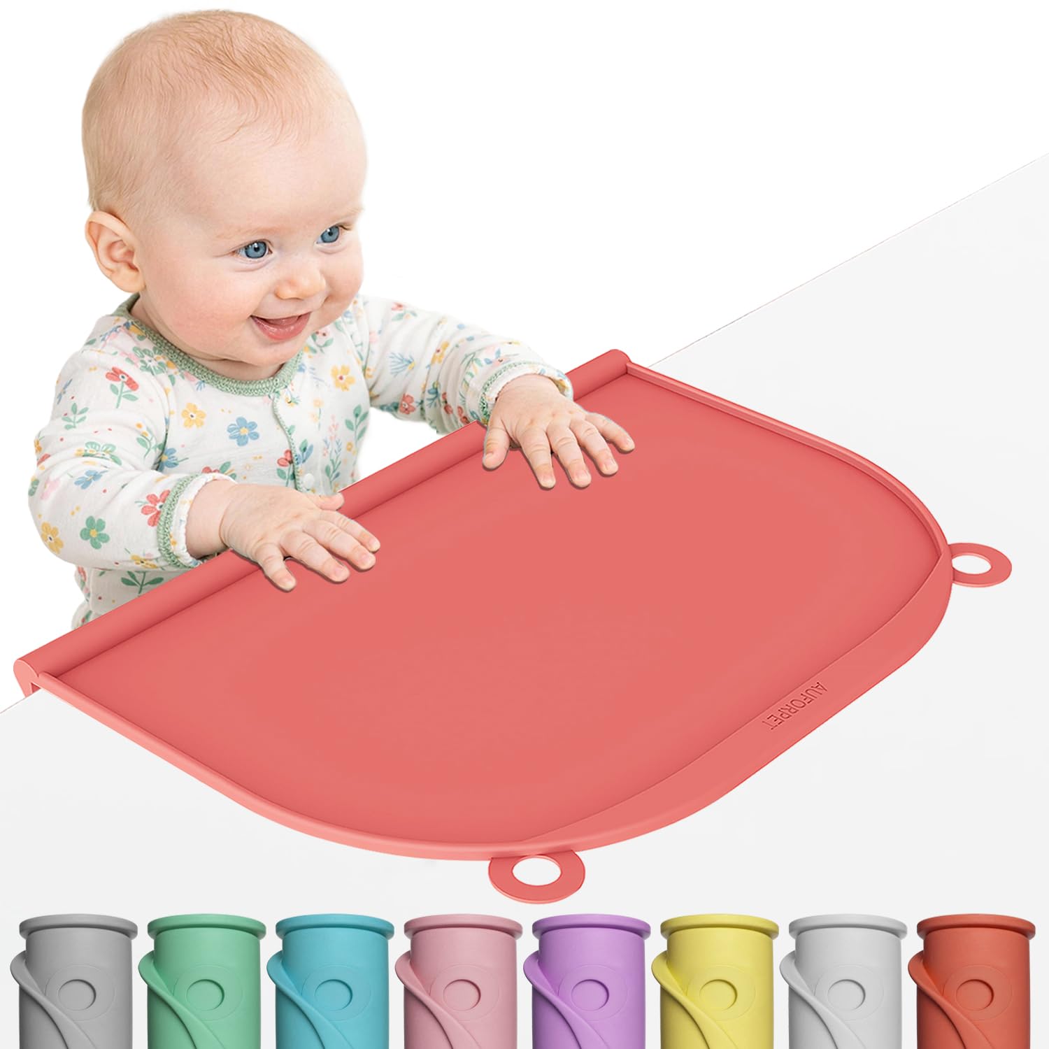 Large Silicone Placemat, 17"x12" Thick Mat with Edge-Bumper, Side Leakproof