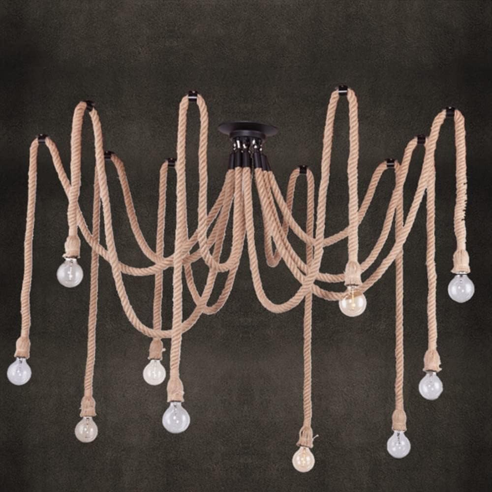 10 Chandelier E 14 Industrial Wind Loft Restaurant Clothing European Retro Twine Store Office Decoration Ceiling Lamp Arm Personality Style Flower Spider Lamp 15W