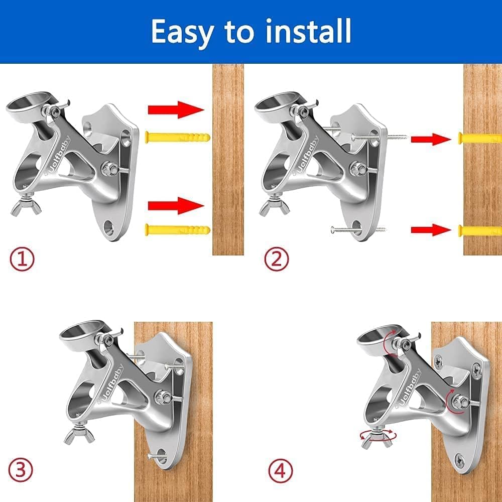 Flag Pole Holder Bracket for House -304 Stainless Steel Heavy Duty Flag Pole Holder Kit for Flag Mounting, with 2 Mounting Positions
