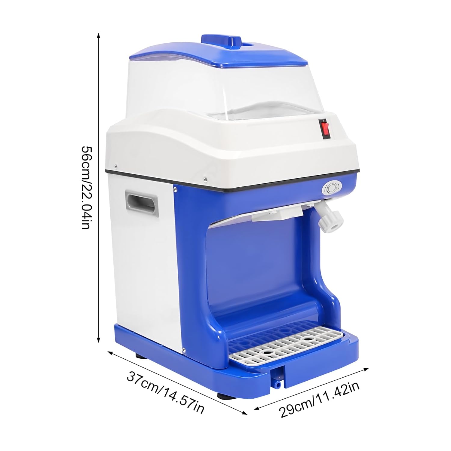 Commercial Ice Shaver Crusher, 265LBS/H Electric Snow Cone Maker Thickness Adjustable 250W Tabletop Shaved Ice Machine for Small Ice Cubes Summer Parties Bar