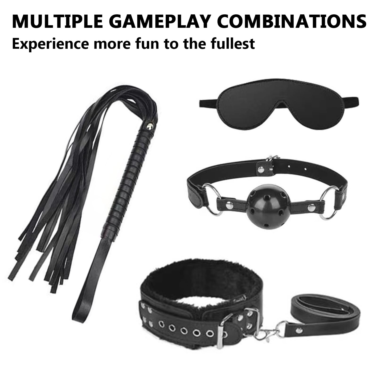 Kits de Bondage 21 PCS,Kit avec 10 Gode Plug Anal & Menottes Sex Lit Collier Cravache Sexy,Set Accessoires Sex Toys Anals Godemichets toýs Couple.