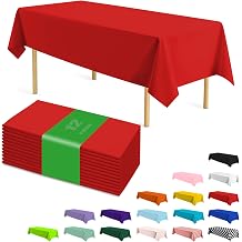 12 Pack Plastic Table Cloth Rectangle 54 x 108 inch Plastic Tablecloth Disposable Rectangle Leakproof for Parties, Picnic, Camping, Birthday, Weeding