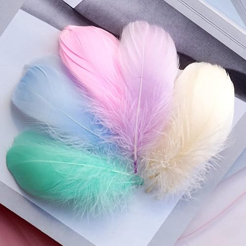 Miniatura 38 de 100 plumas de ganso teñidas naturales doradas, plumas de 3 a 5 pulgadas, plumas de colores surtidos para sombrero, manualidades, manualidades, boda