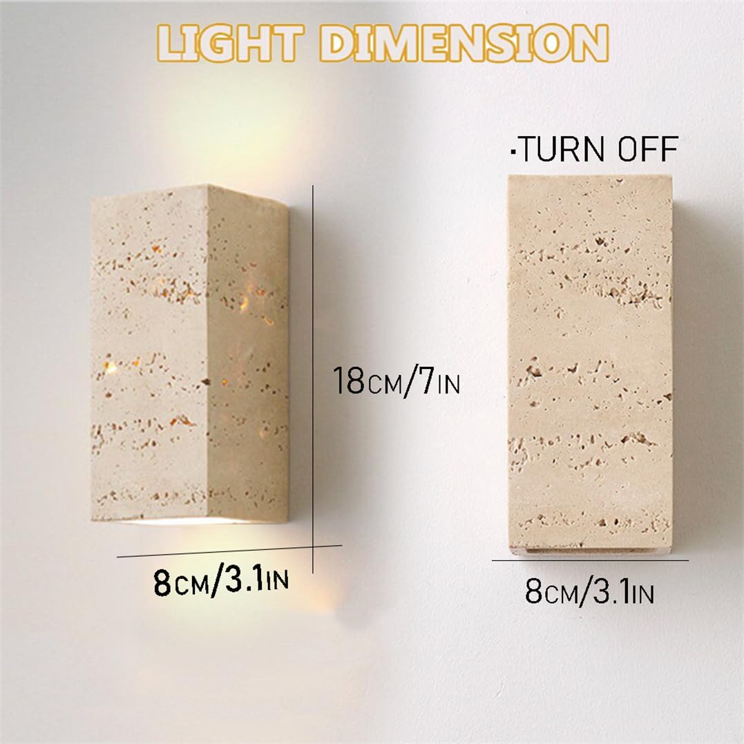 Aplique de Pared Estilo nórdico Arriba y Abajo travertino Interior cableado Iluminación for Dormitorio Cocina Pasillo Montaje en Mediados Siglo Foco