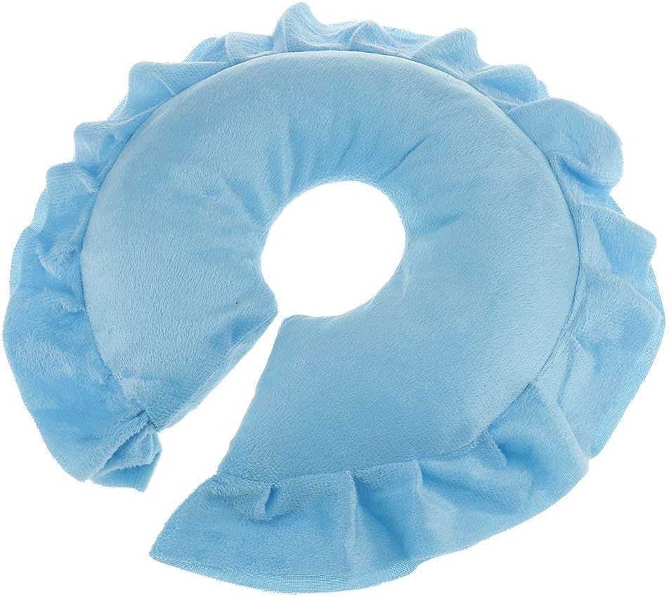 U Shaped Neck Support Cushion Soft Spa Salon Massage Table Cradle Face Pillow Neck Head Cushion Travel Flight Neck Pad - Sky Blue