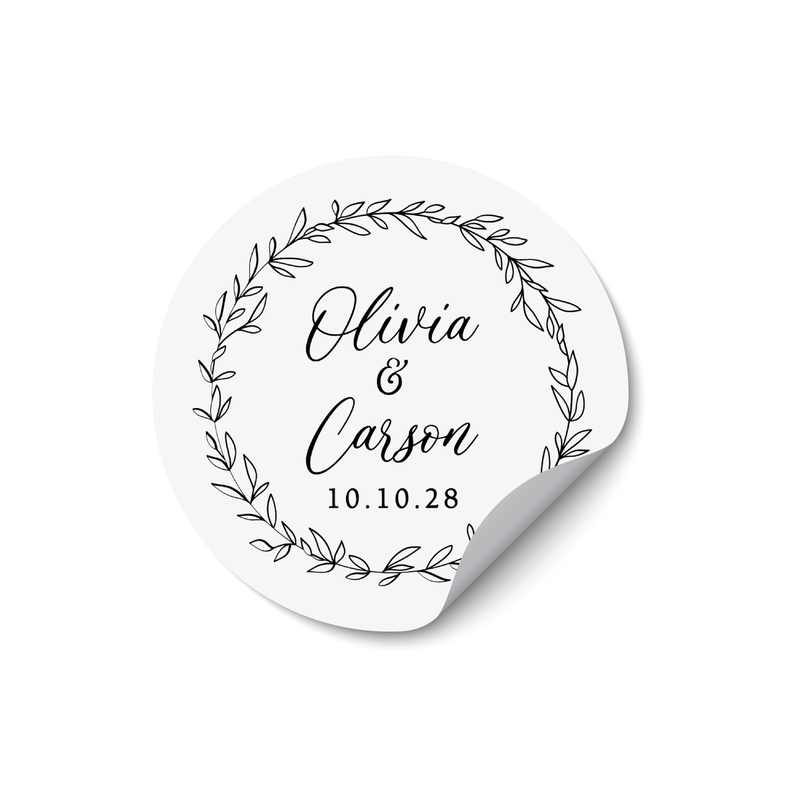 Wedding Stickers for Favours, Wedding Thank You Stickers, Personalised with Your Surname (Names) and Date - RW67