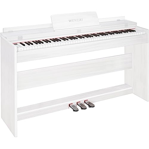 WENCAI 88 Key Fully Weighted Digital Piano Keyboard, 88 Keys Hammer Action Electric Pianos, Wooden Classic Upright Electronic Piano for Beginner, Professional, Midi Compatible, Triple Pedal (White)