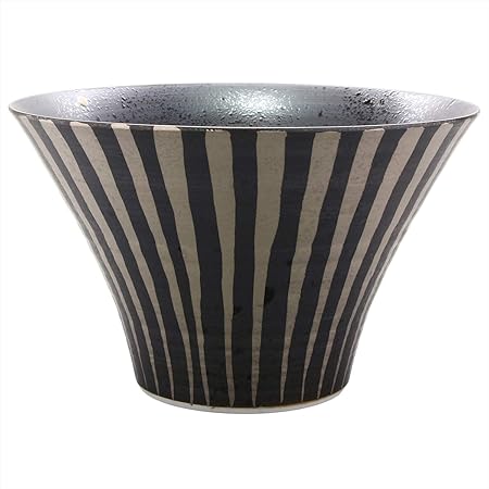 Amazon Co Jp 浜陶 波佐見焼 和山窯 Wazan ボウル 鉢 丼 どんぶり 大 16cm いれこ碗 銀彩 ストライプ 銀 おしゃれ 北欧 日本製 3926 ホーム キッチン