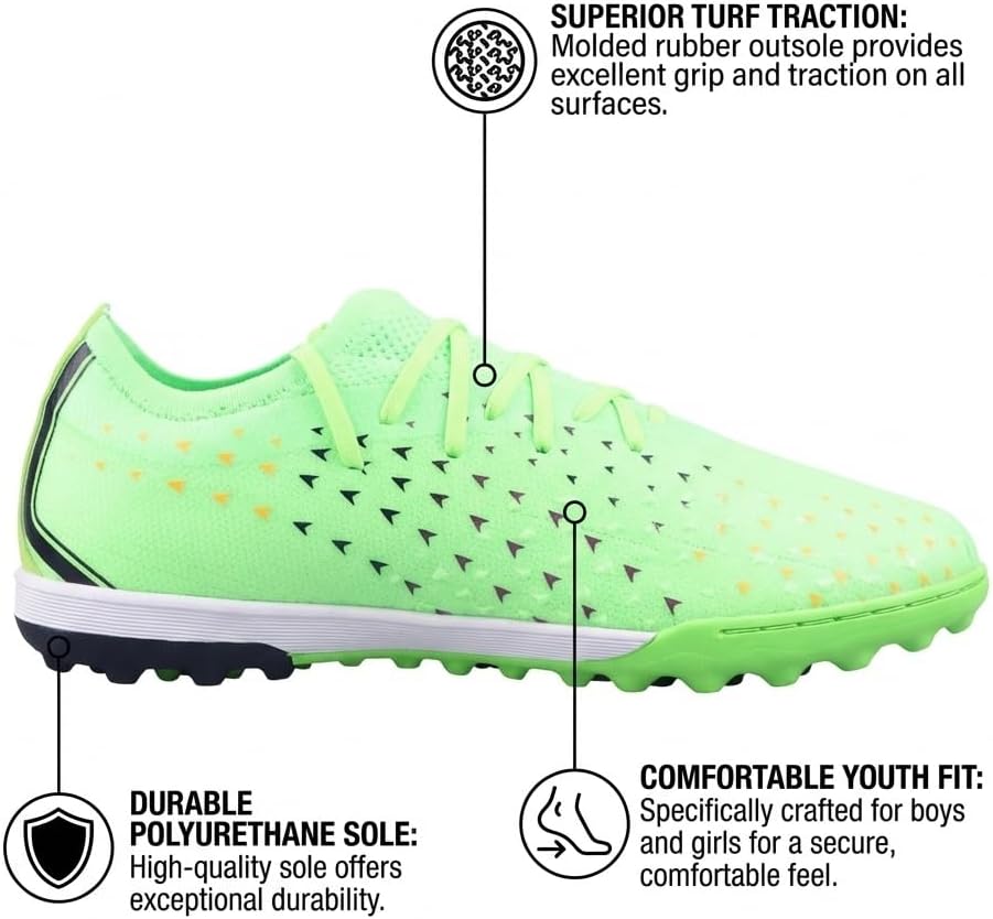 Vizari Tioga Turf Soccer Shoes for Boys and Girls| Turf Shoes with Durable Polyurethane Sole | Youth Football Turf Shoes with Molded Rubber Oursole | Optimal Traction on All Surfaces