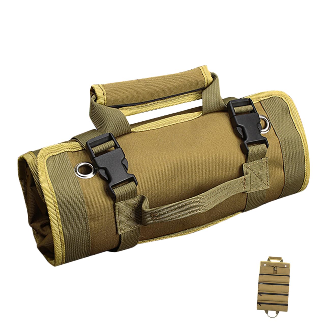 EXCEART Rotolo Kit Di Attrezzi Da Elettricista Marsupio Borsa Pesante Organizzatore Di Chiavi Hardware Pieghevole Custodia Per Attrezzi Dovere In Movimento Riparazione Panno Oxford Cachi