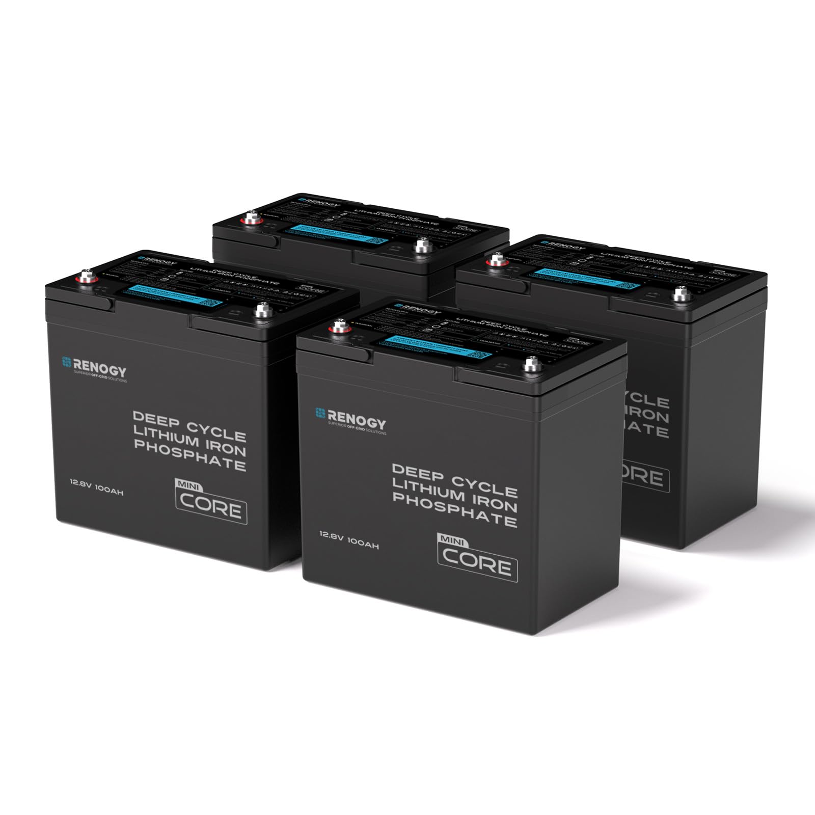 Renogy 12V 100Ah LiFePO4 Lithium Battery for Charge Controller Inverter 4PC