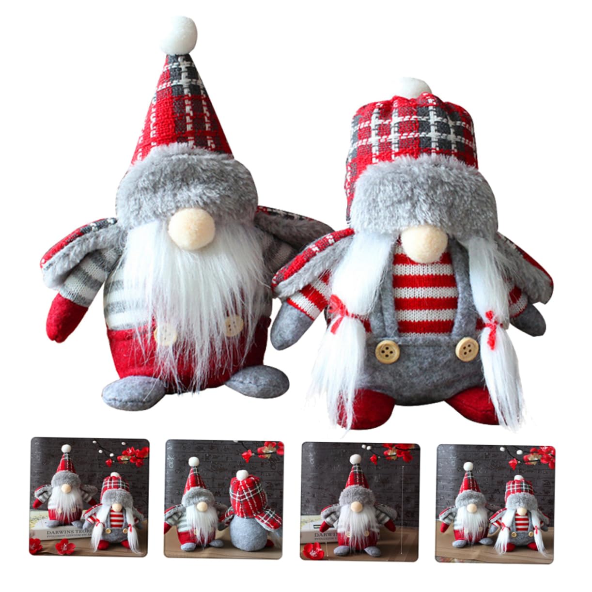 ABOOFAN 4pièces Gnomes De Noël Décoration Scandinave sans Visage pour Maison Et Fêtes Ambiance Chaleureuse Chaque GNOME Unique pour Vos Événements Et Décorations Intérieures
