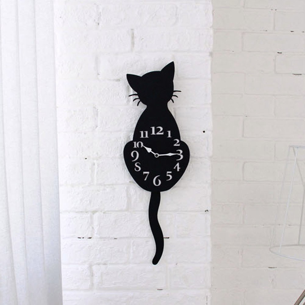 Buy Glumes Cat Wall Clock Cat Swinging Tail Silent Wall Clock Acrylic