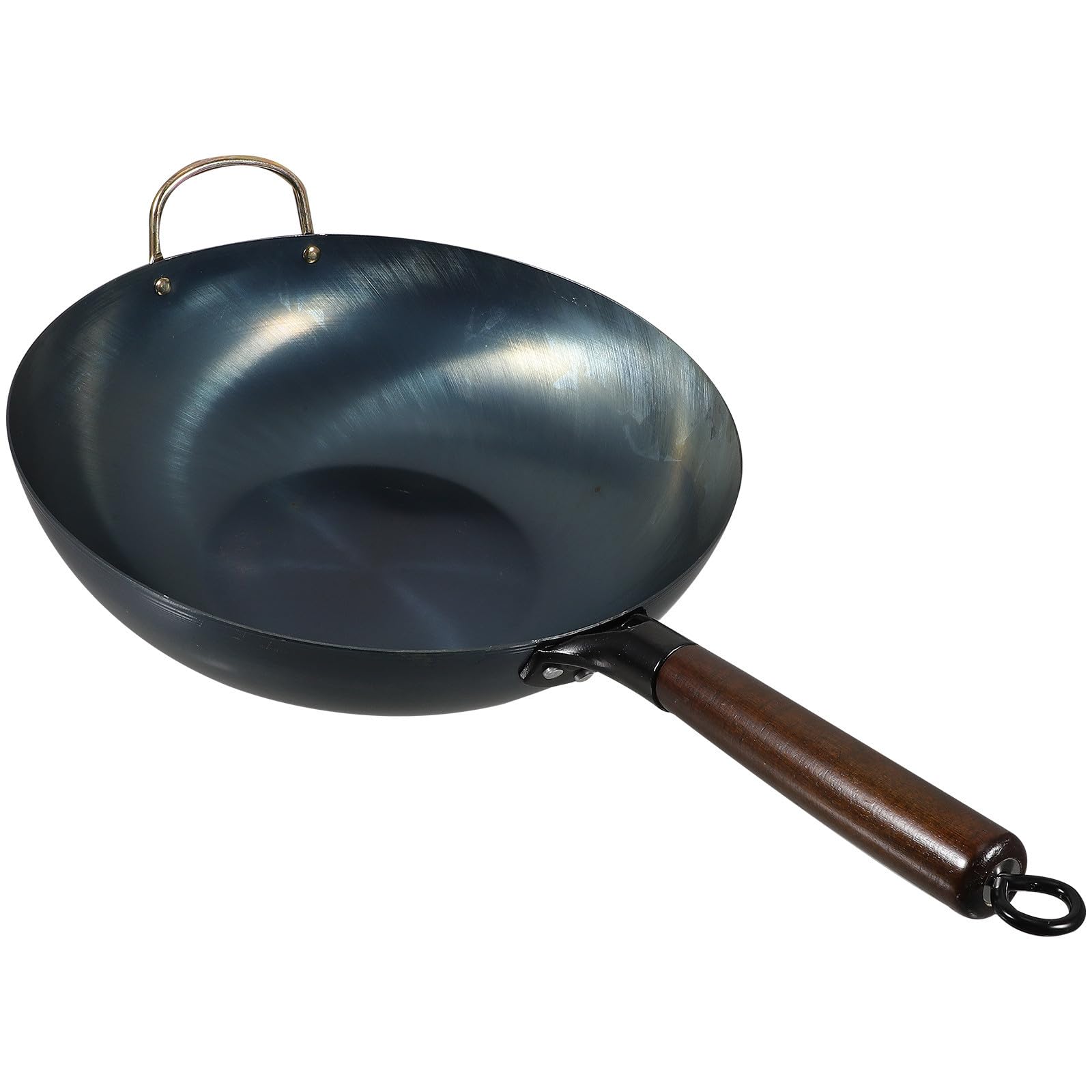 Padella Wok Piana in Ferro Nero, Superficie Liscia, Cottura Uniforme