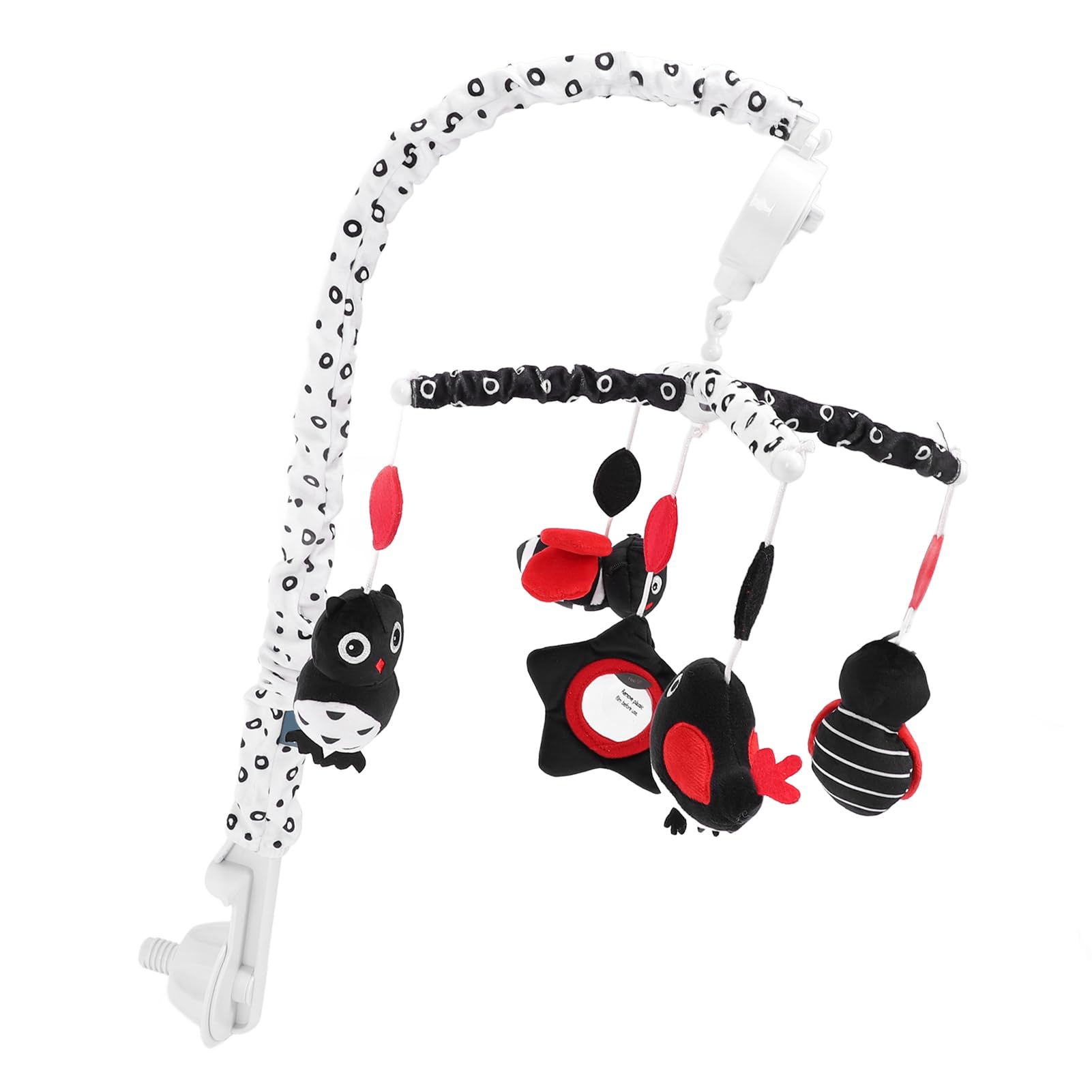 Generic Jouet Mobile pour Berceau de bébé, Peluche Douce à Contraste élevé, Noir et Rouge, Design Engageant, avec Boîte à Musique pour Nourrissons (Animal)