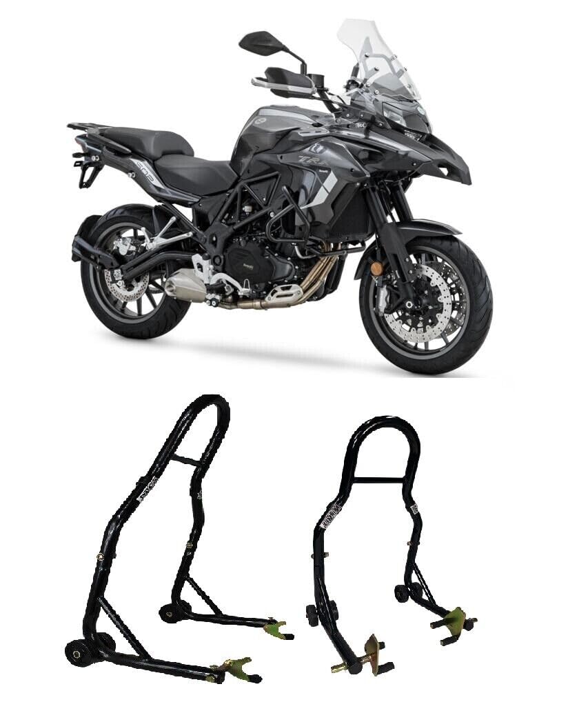 Coppia di cavalletti alzamoto alza moto per alzare sollevare la ruota posteriore e anteriore del della BENELLI TRK 502 602 X