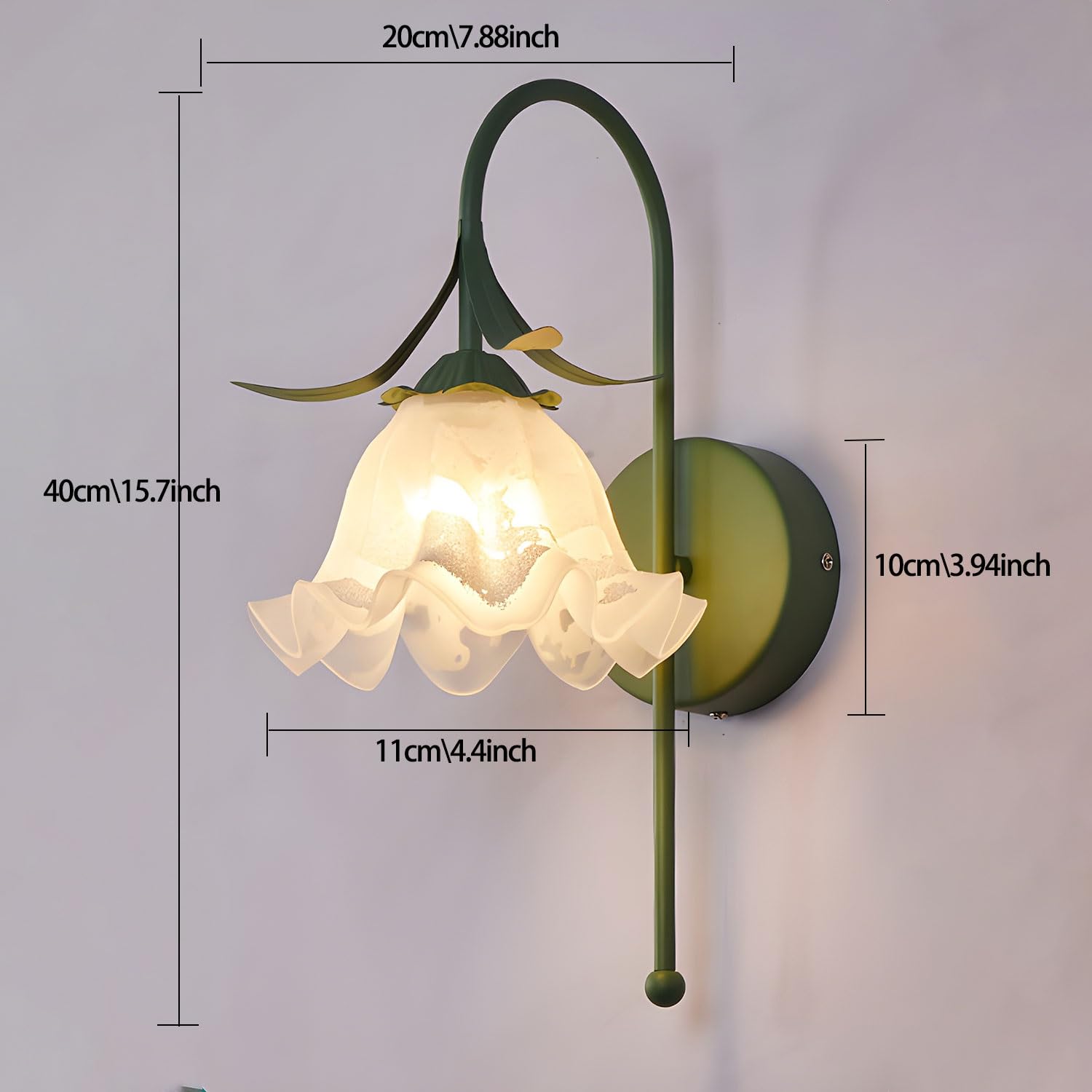 Vintage Battery Powered Wall Sconces Set Of 2 With Tulip Shade - Remote & Touch Control, Rechargeable