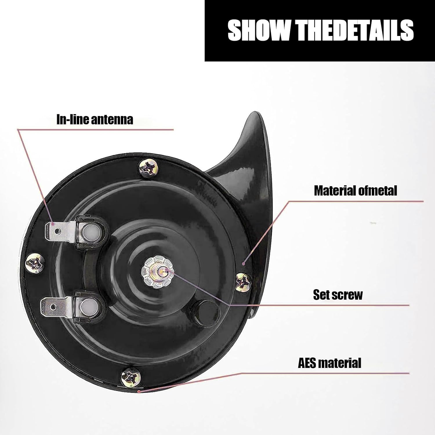 ZKFAR Pack-2 Air Horns Replacement Kit, Automotive Accessories Universal for Car, 12V Waterproof Durable Super Loud Train Horns, for Car, Motorcycle, Truck (Black)