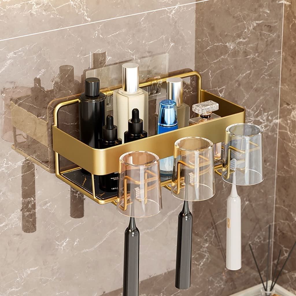 Estante para Cepillos de Dientes Porta di spazzolino in Metallo a Parete di Lusso a Parete di Lusso a Parete Multifunzionale.(C)