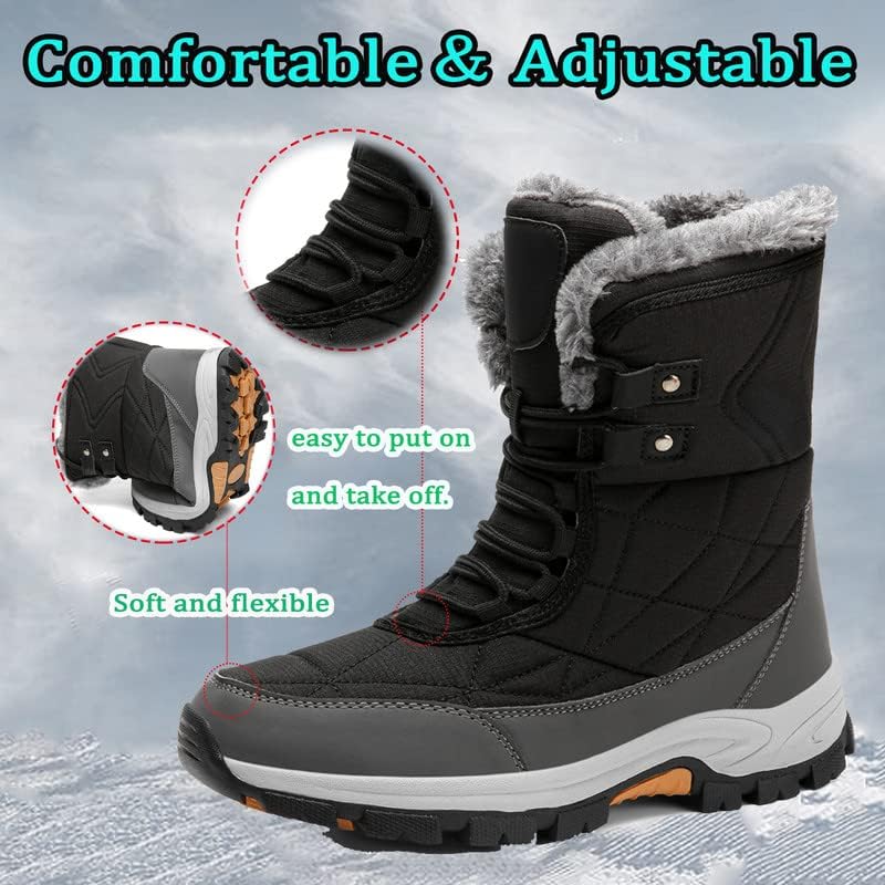 Womens Snow Boots Winter Boots for Women Fur Lined Waterproof Anti-Slip Backpacking Outdoor Ladies Walking Shoes - Image 6