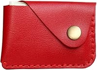 Vista 7 de Tarjetero de cuero hecho a mano con cierre a presión, billetera minimalista ultrafina con bolsillo frontal, funda simple cosida a mano