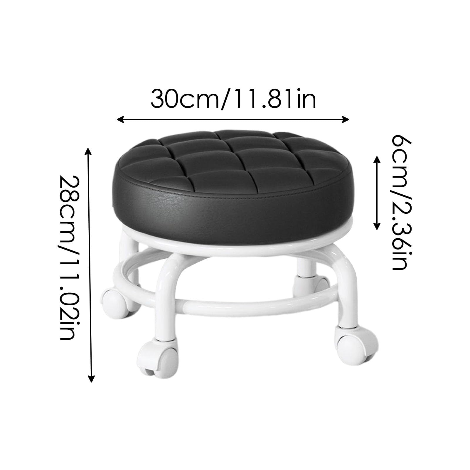 Chaise de tabouret roulant, chaise confortable à petites roues à 360 degrés, tabouret bas rond rotatif à degrés avec roulettes, tabouret de selle pivotant for cuisine, spa, bar/18 ( Color