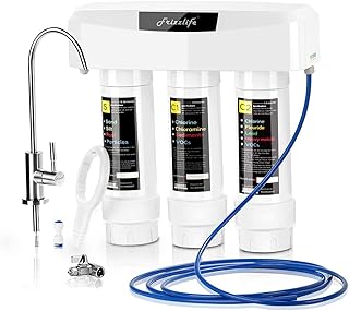 Frizzlife Under Sink Water Filter System with Brushed Nickel Faucet SP99, NSF 42&53 Certified, 0.5 Micron High Precision R...
