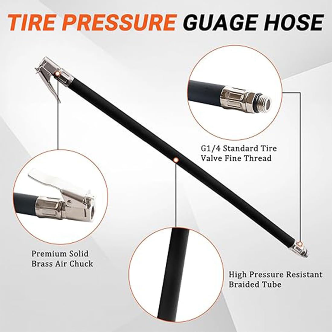 Tubo in Gomma per gonfiaggio - Estensione Flessibile della valvola- Adatto a Tutti i Pneumatici con valvole Standard - Piccolo e Flessibile - Tubo prolunga per Pneumatici in Gomma - 1 Pezzo