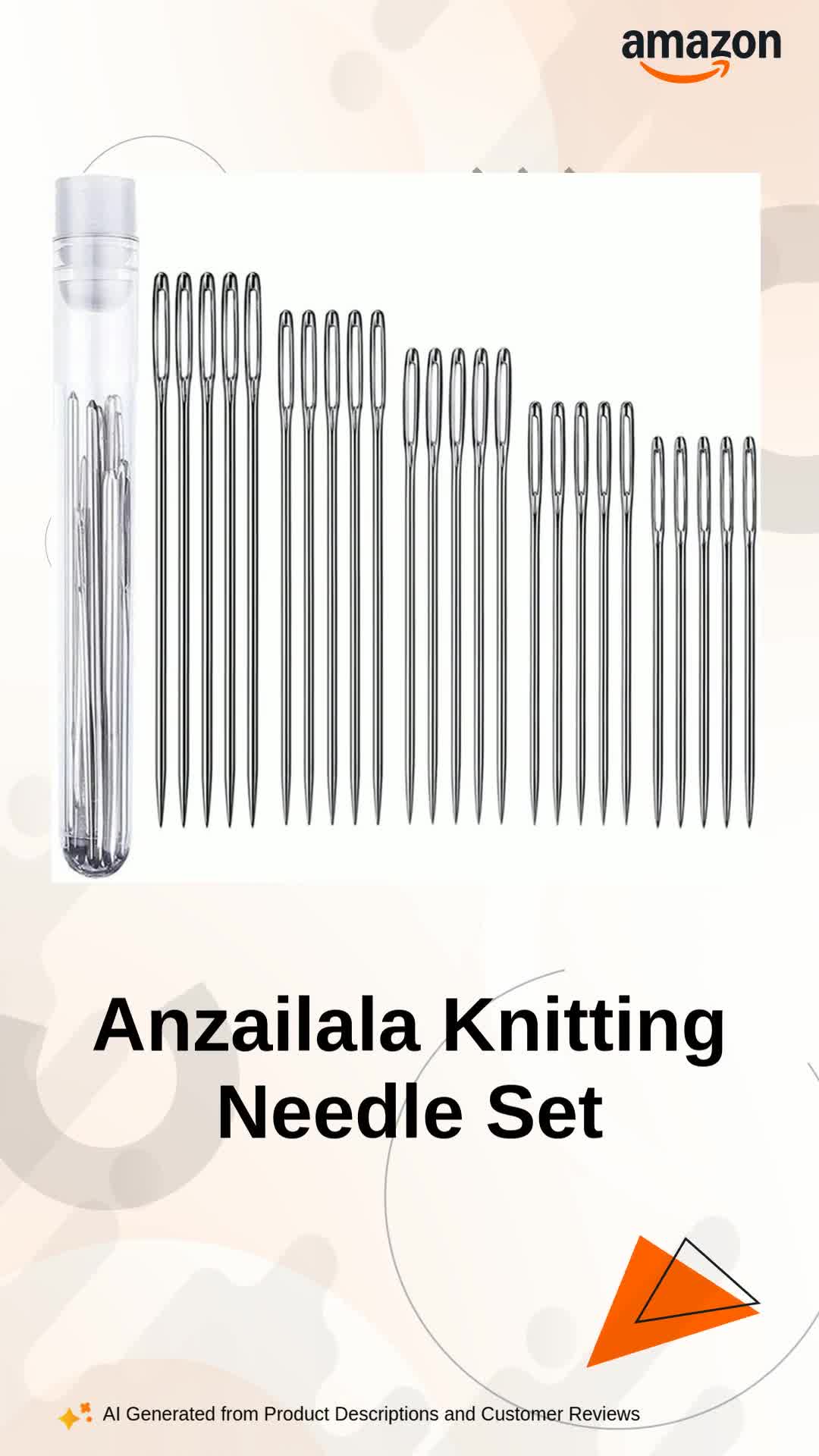 Anzailala 25 pcs Large Eye Knitting Needle Set-5 Sizes Big Eye