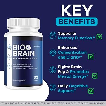 (3 Pack) Bio Brain Capsules - Official BioBrain Supplement Pills Daily Support Brain & Memory Focus All Natural Advanced Premium Formula for Overall Health & Wellness, 180 Capsules for 3 Months