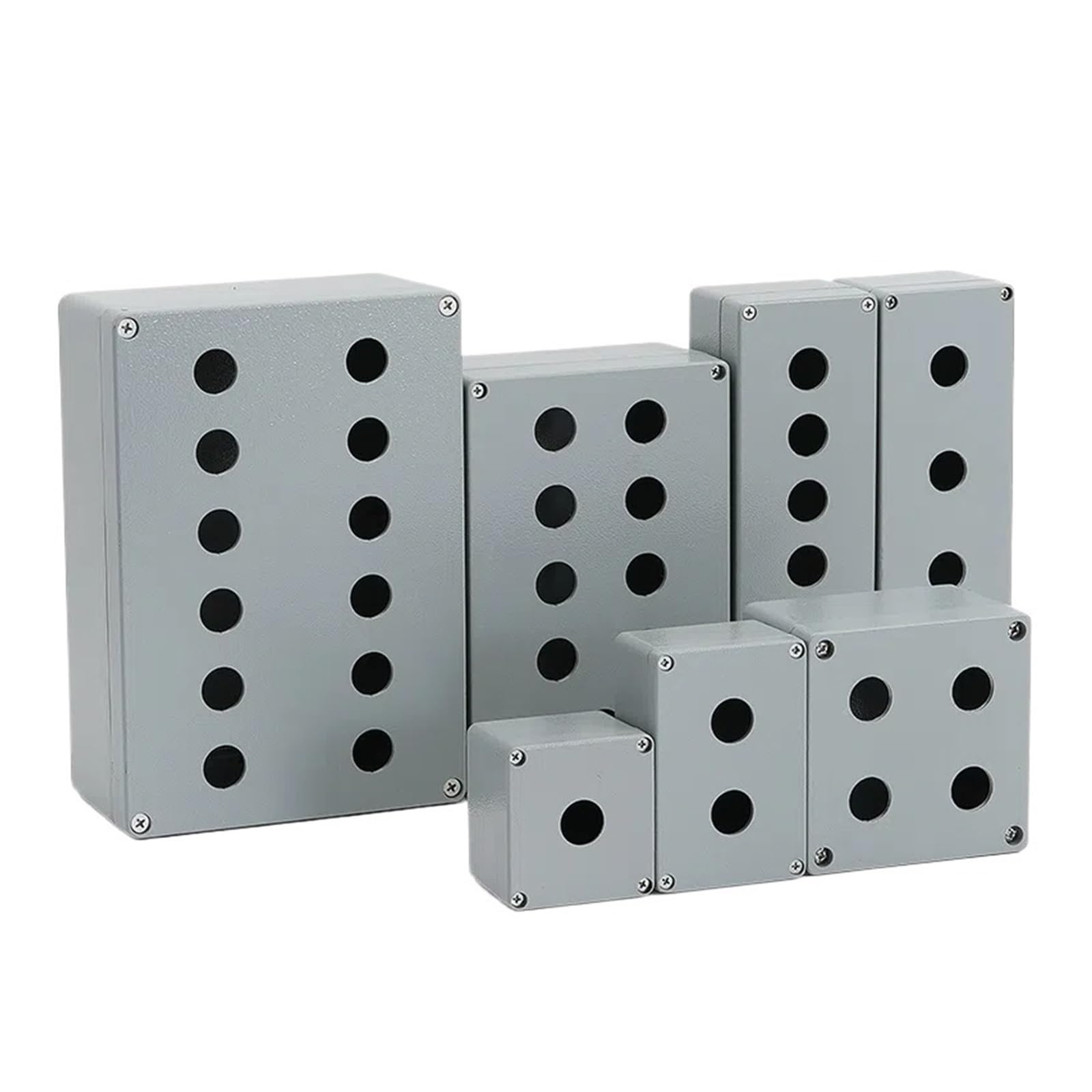 Boîtier de commande à boutons-poussoirs 1 boîtier à boutons en aluminium moulé sous pression, interrupteur étanche, arrêt d'urgence, voyant plat, 22 mm(80x76x56mm)