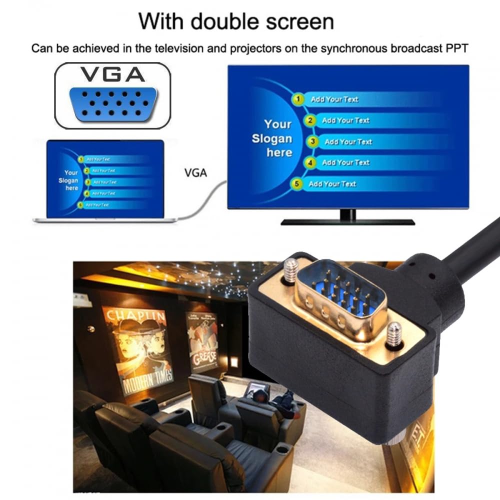 CY Kabel 90 stopni pod kątem VGA RGB męski na prosty męski przedłużacz 3COAX+6C do monitora projektora komputera