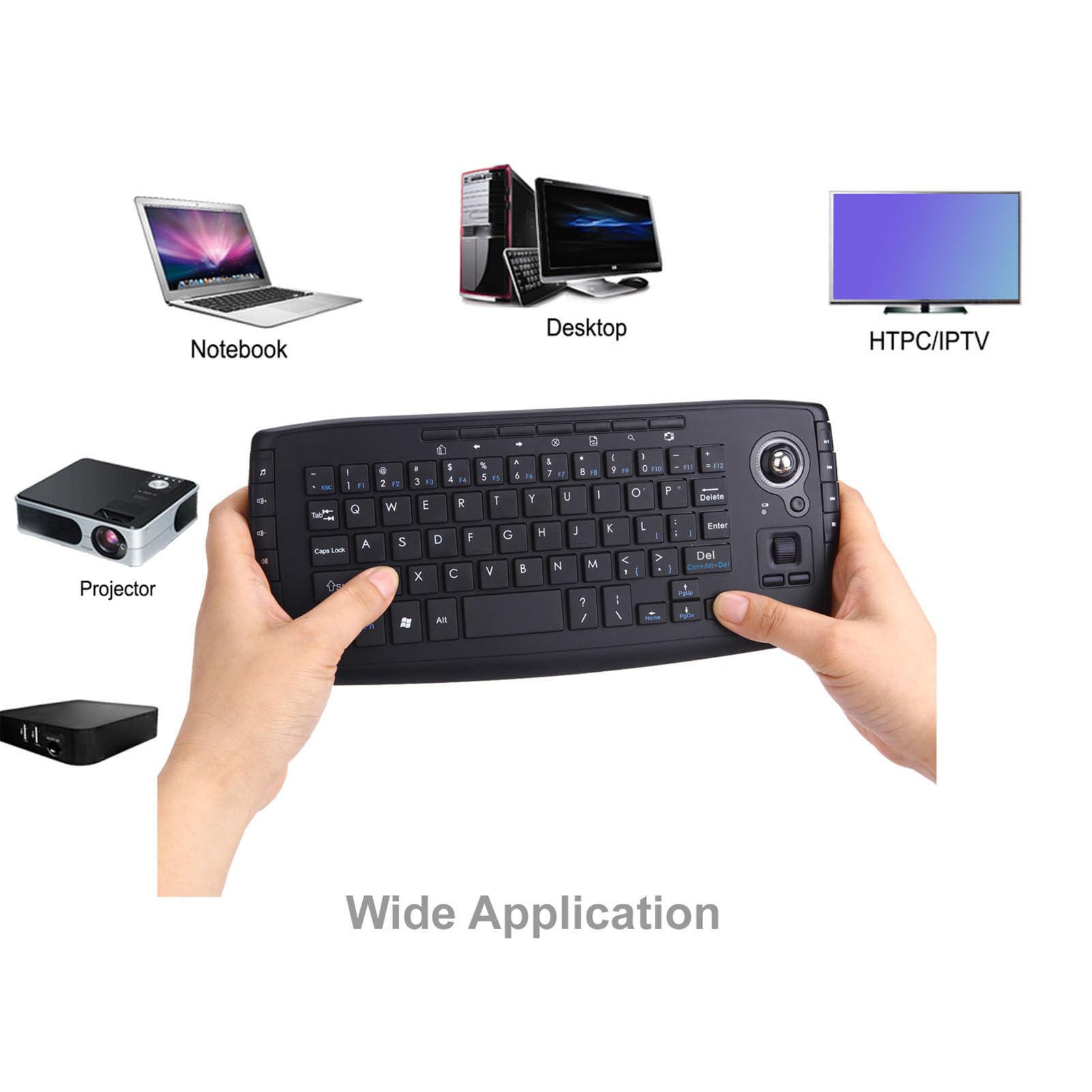 Luocute Bezprzewodowa Klawiatura Trackballowa, Przenośna 2.4G (BLACK)