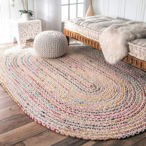 Tapis de plancher ovale coton salon chambre salle à manger