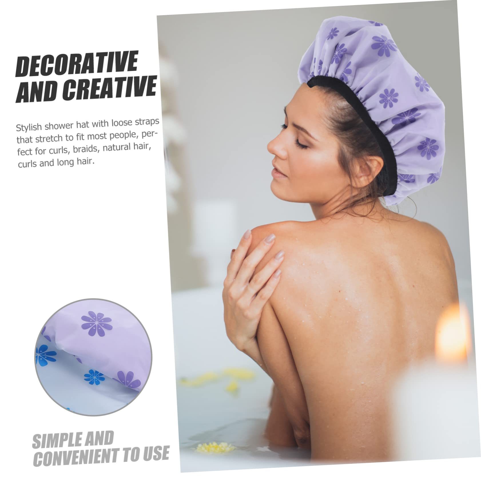 Housoutil 6piezas Gorro Ducha Satinado Para Dormir y Ducha Gorro De Baño Reutilizable Protección Cabello Rizado y Spa