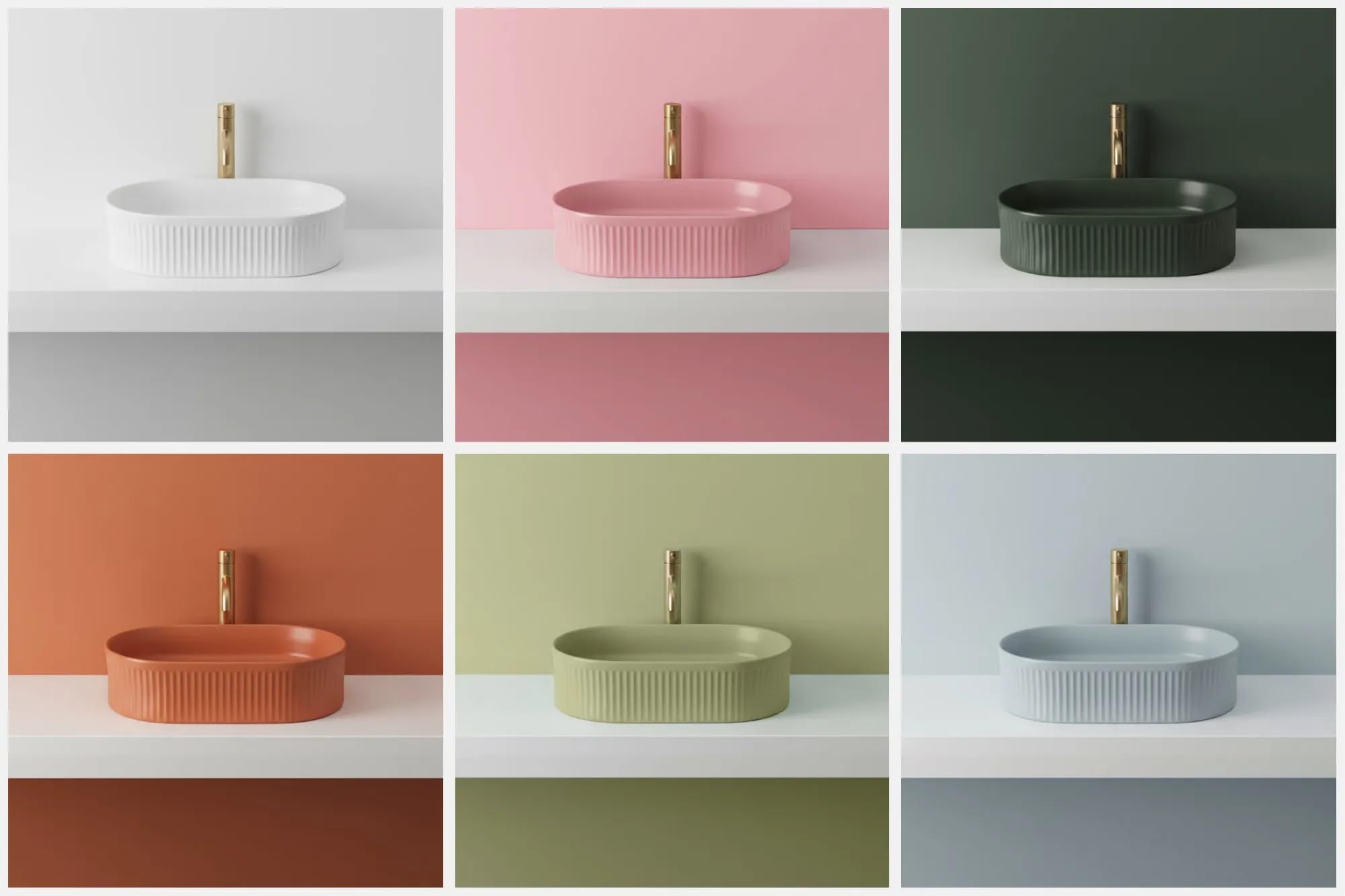 Rea - Lavabo da appoggio Vanda Pistachio Matt Ovale - Ceramiche Sanitarie - Verde - 49 x 31 x 13 cm