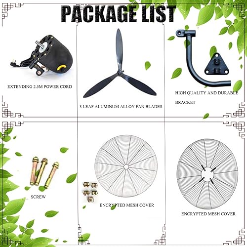 Miniatura 2 de Ventilador de pared de metal pequeño para exteriores, ventilador de pared industrial de 19.7 pulgadas, 25.6 pulgadas 29.5 pulgadas, ventilador