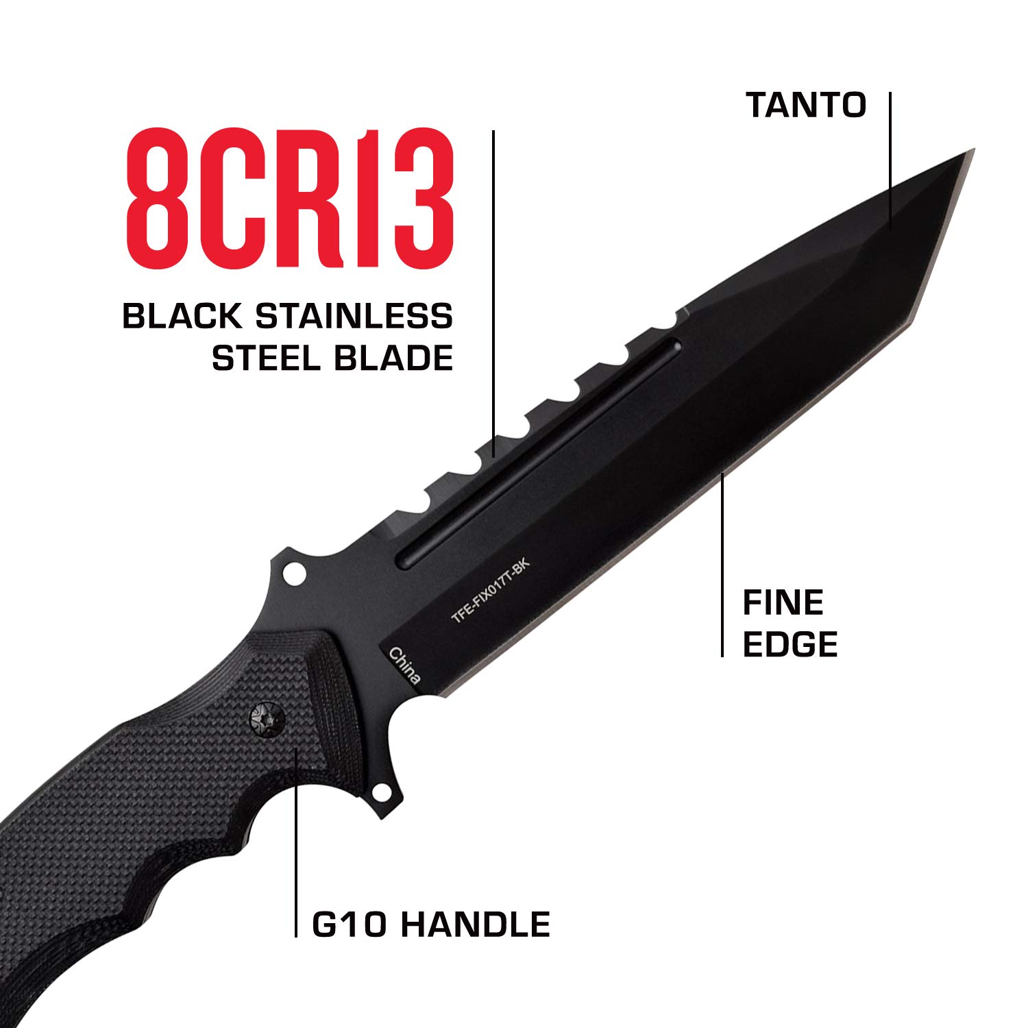 Tac-Force Evolution Gorilla – nóż outdoorowy – czarny, bardzo ostry, długość ostrza: 17,8 cm