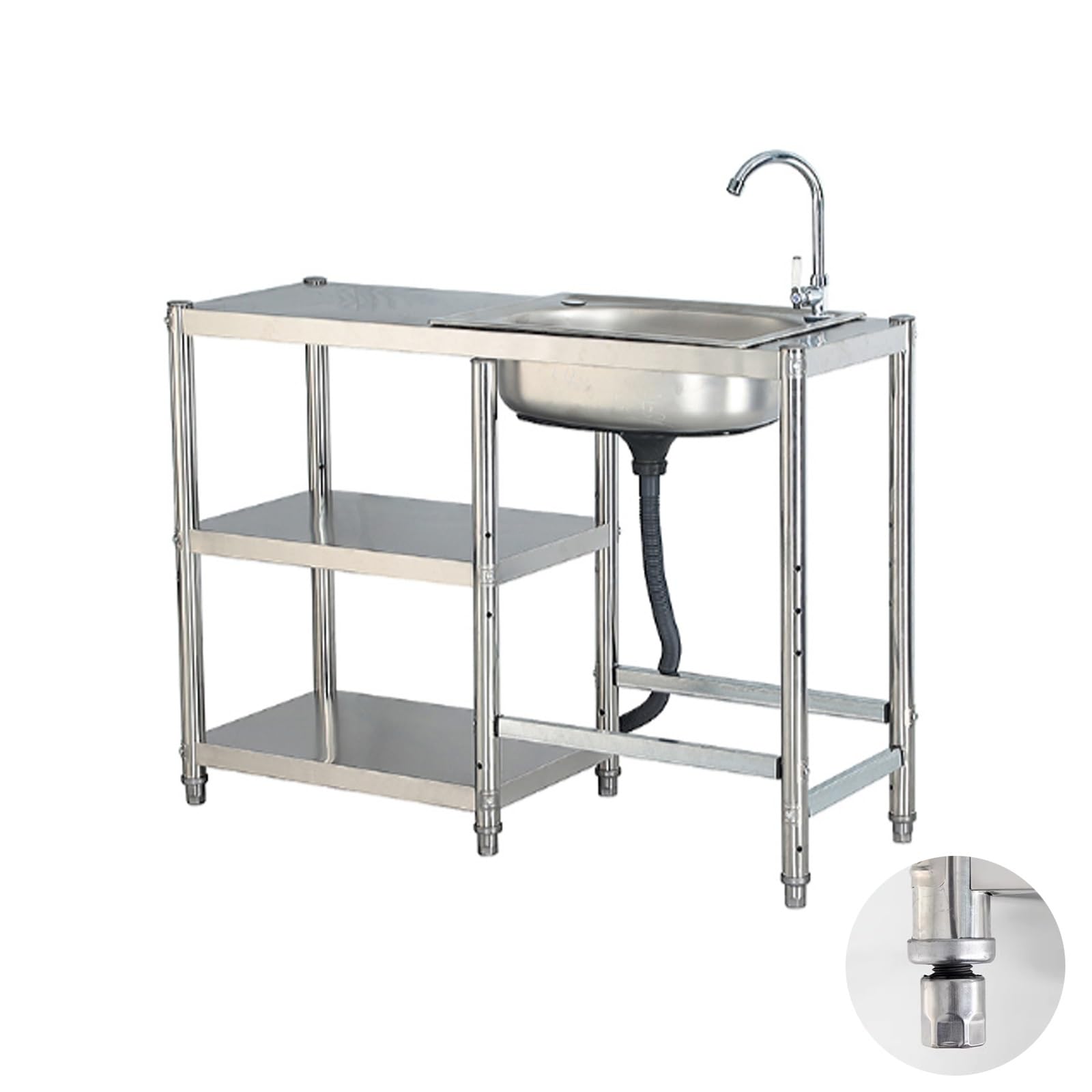 Lavello portatile in acciaio inox per esterni, compatto lavello da cucina a vasca singola per bar, fattoria e uso esterno, perfetto per cucinare e preparare cibi