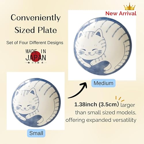 Miniatura 7 de LOVE LOVE JAPAN Juego de 5 platos pequeños aptos para microondas y lavavajillas, con diseño de gato, perfectos para sushi y postres, juego de 5,