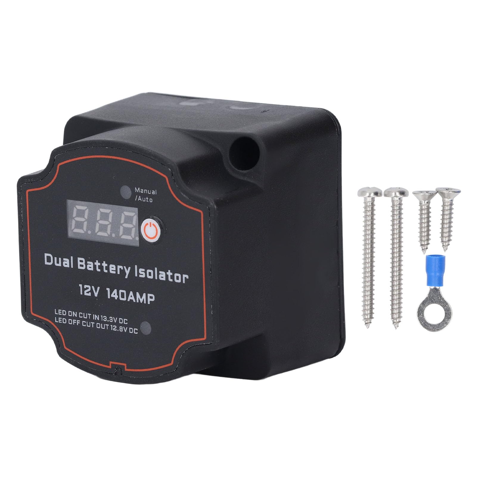Podwójny izolator akumulatora DC 12 V 140 A z woltomierzem cyfrowym i przekaźnikiem wrażliwym na napięcie — do instalacji elektrycznych pojazdów kempingowych ATV UTV i pojazdów