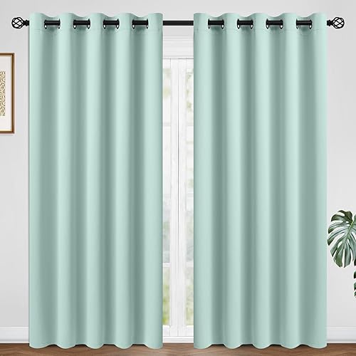 Miniatura 237 de COSVIYA Cortinas 100% opacas para dormitorio con forro negro, bloqueo de luz completa, aislamiento térmico y ojales, tratamiento de ventana de 54