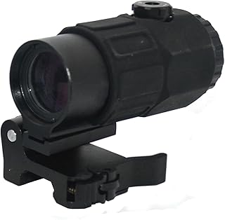 G45 5X Magnifier, Holographic Sight Multiplier Mirror, 5X Mirror Magnifying Glass, Side Foldable Flip Adjustment, with Switch to Side Quick Detachable QD Mount - AWETHE