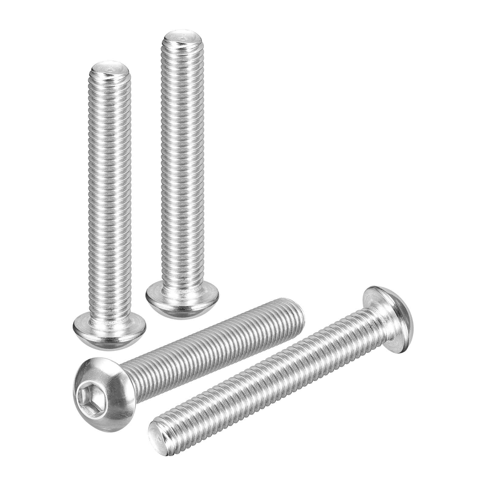 DTGN M10-1.5x65mm Button Head Socket Cap Screws - 4Pack - Good for Road Bicycle, Mountain Bike, Auto, Motorcycle - 304 Stainless Steel Whitewashed - Hex Socket Drive Fasteners