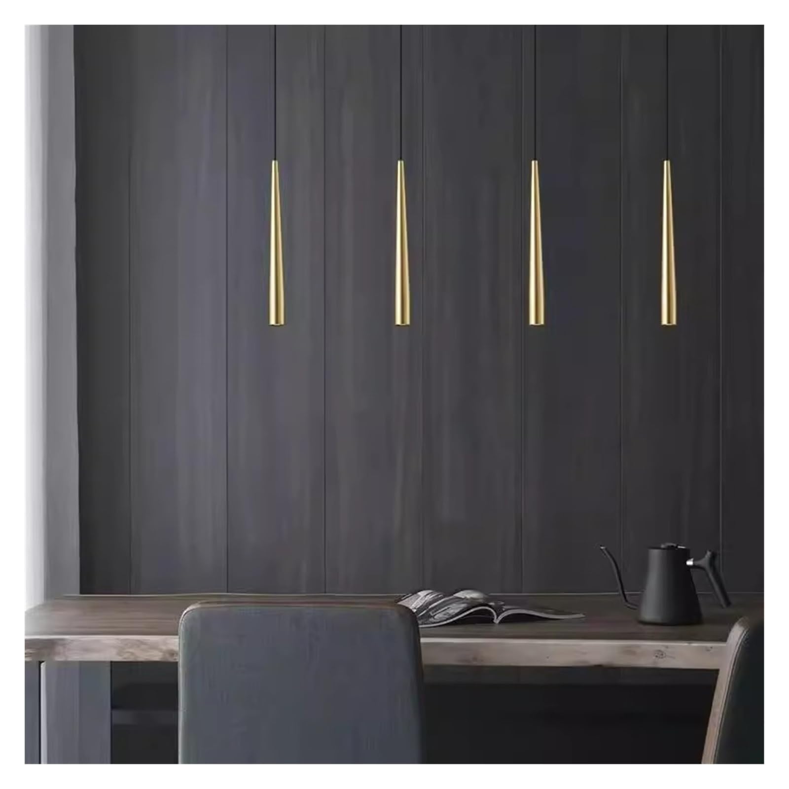 Generico Lampadario, Lampadario in rame for sala da pranzo, semplice, moderno, studio, bar, luce lunga, scandinava, lusso, creativo, camera letto, comodino(1 head Black)