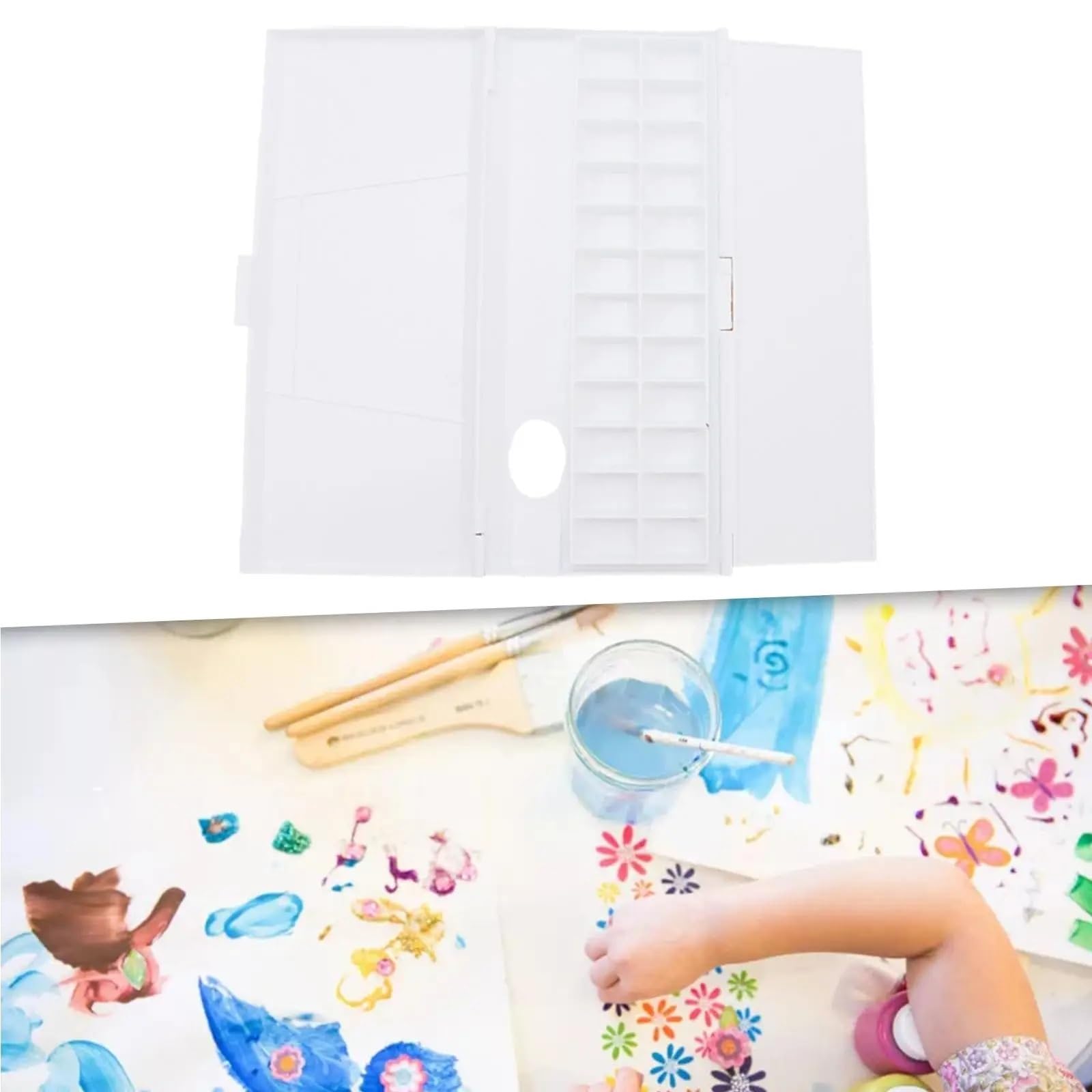 Palette De Peinture 2 pièces Palette de Couleurs Aquarelle Palette Peinture boîte de Peinture avec Couvercle 24 Compartiments Peinture Palette Plateau for Amateurs Peintres