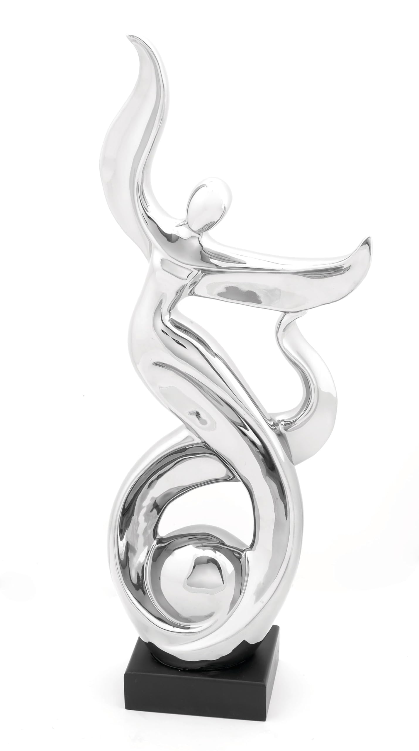 Deco 79 Ceramic People Dancing Sculpture, 10" x 5" x 25", Silver