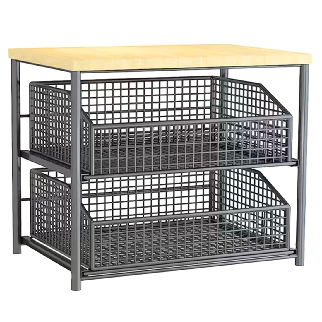 Hndhbfgrt Space Saving Kitchen Countertop Storage Rack-1 Unit Featuring Drawers and Metal Baskets-Sturdy Multi-Layer Design A