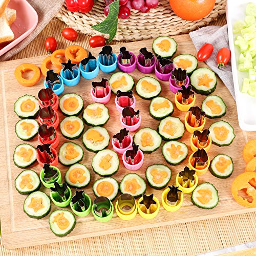 KECUCO 29 Pcs Vegetable Cutter Shapes Set, Stainless Steel Mini Fruit Cookie Pastry Stamps Mold for Kids, Mini Sizes Cookie Cutters Set, Baking and Food Supplement Tools Accessories(29pcs)