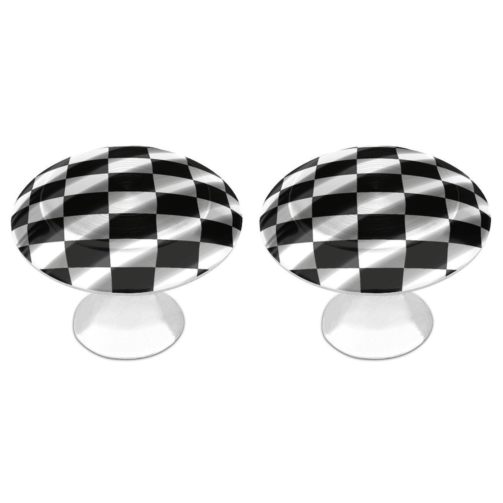 Btcowzrv Style Black White Race Checkered Flag 2 Pack Cabinet Knobs Drawer Pulls